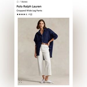 POLO RALPH LAUREN WHITE Cropped Cotton Pants size 4